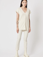 Thom Krom Thom krom ribbed V neck TEE 485 ,ivory