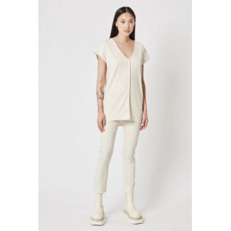THOM KROM Thom krom ribbed V neck TEE 485 ,ivory