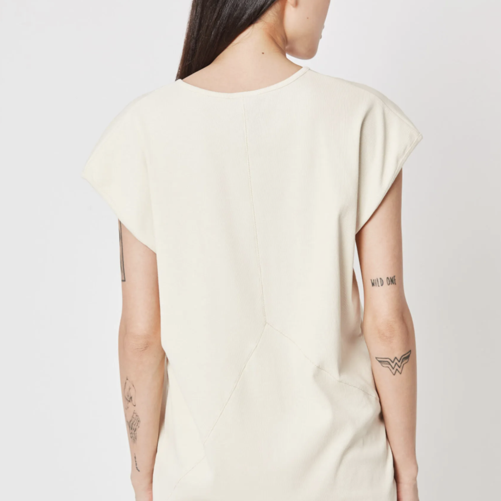 THOM KROM Thom krom ribbed V neck TEE 485 ,ivory