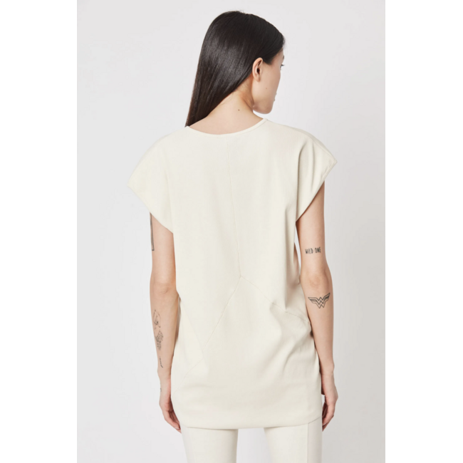 THOM KROM Thom krom ribbed V neck TEE 485 ,ivory