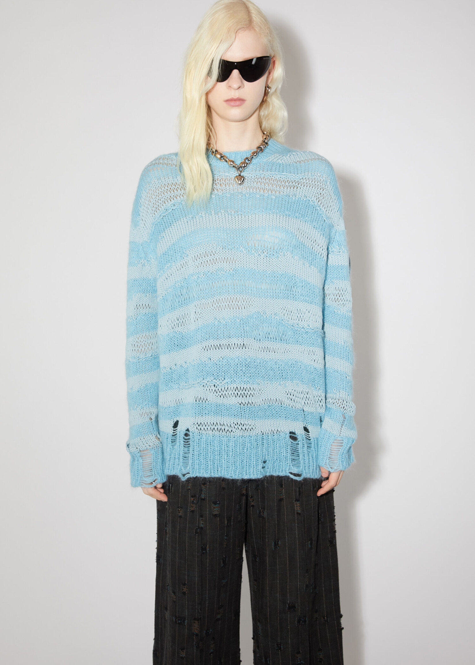 Acne Studios Distressed knit jumper - Sky blue/powder blue