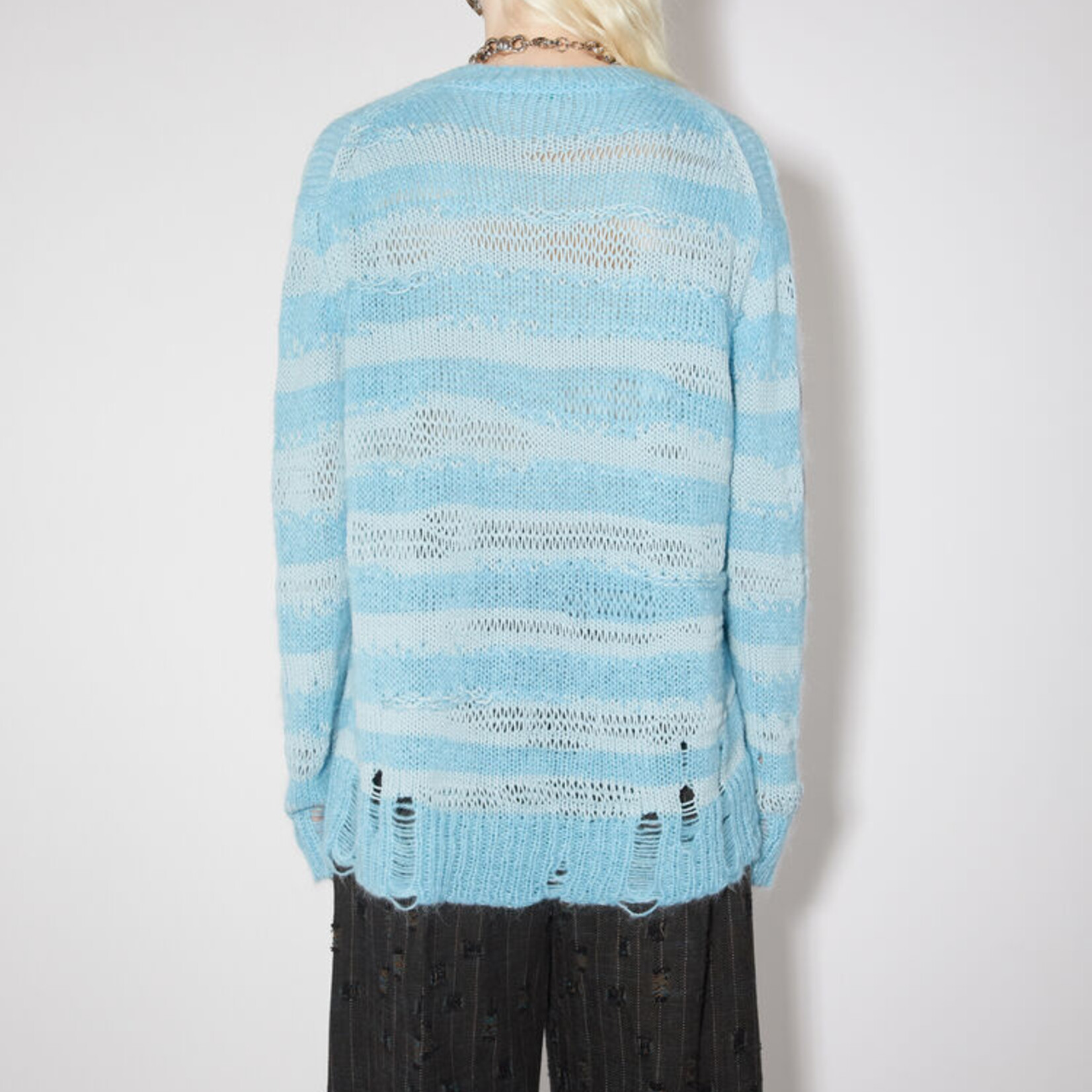 ACNE STUDIOS Distressed knit jumper - Sky blue/powder blue