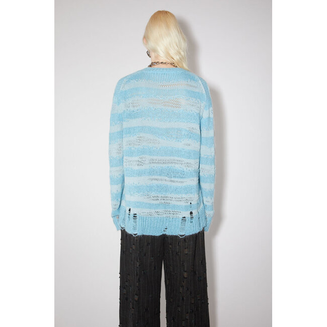 ACNE STUDIOS Distressed knit jumper - Sky blue/powder blue