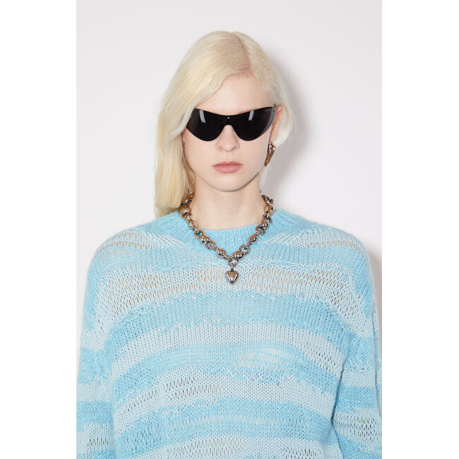 ACNE STUDIOS Distressed knit jumper - Sky blue/powder blue