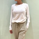 Just a T O neck linen cotton mix longsleeve - Bright white