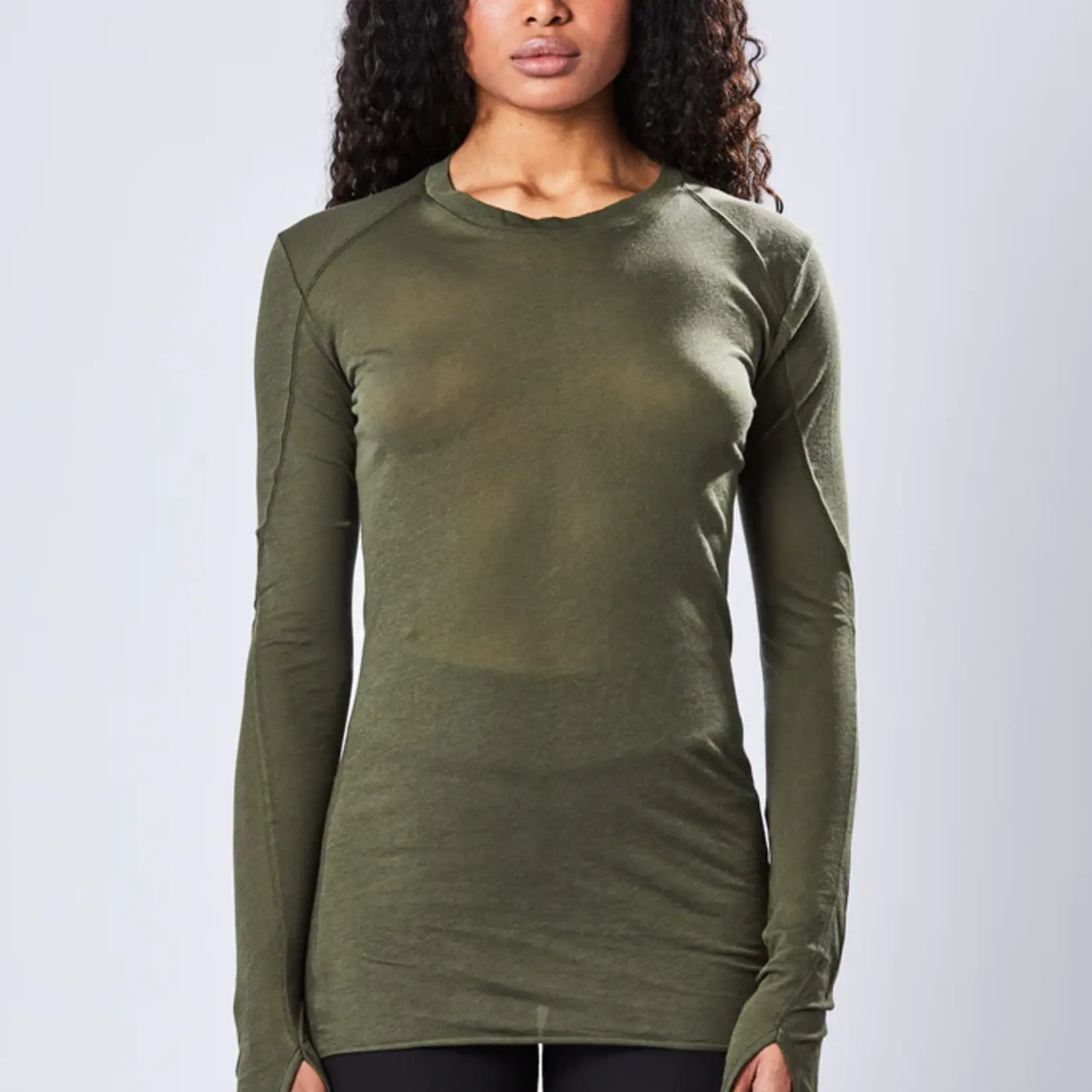 THOM KROM Thom Krom longsleeve with small slit, green