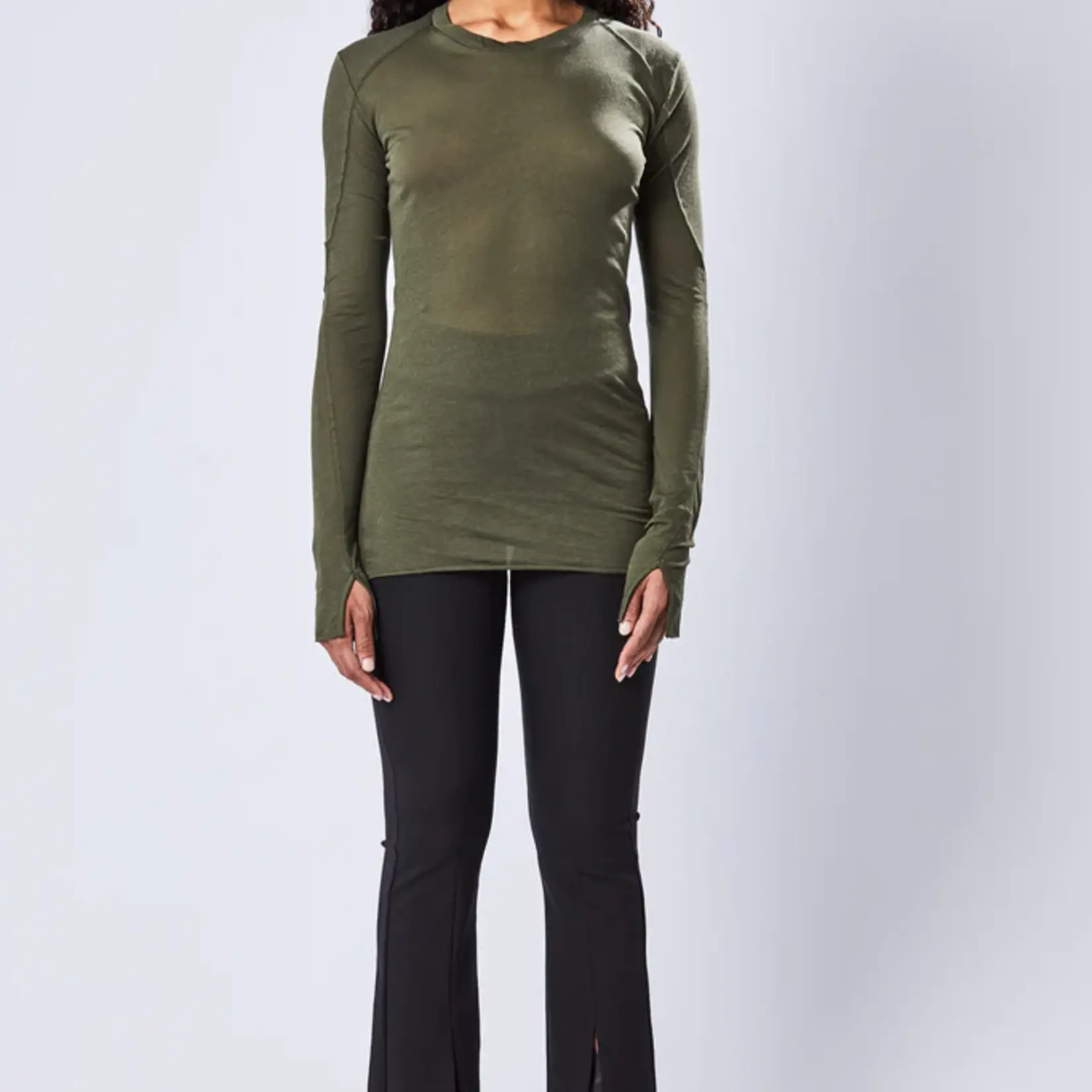 THOM KROM Thom Krom longsleeve with small slit, green