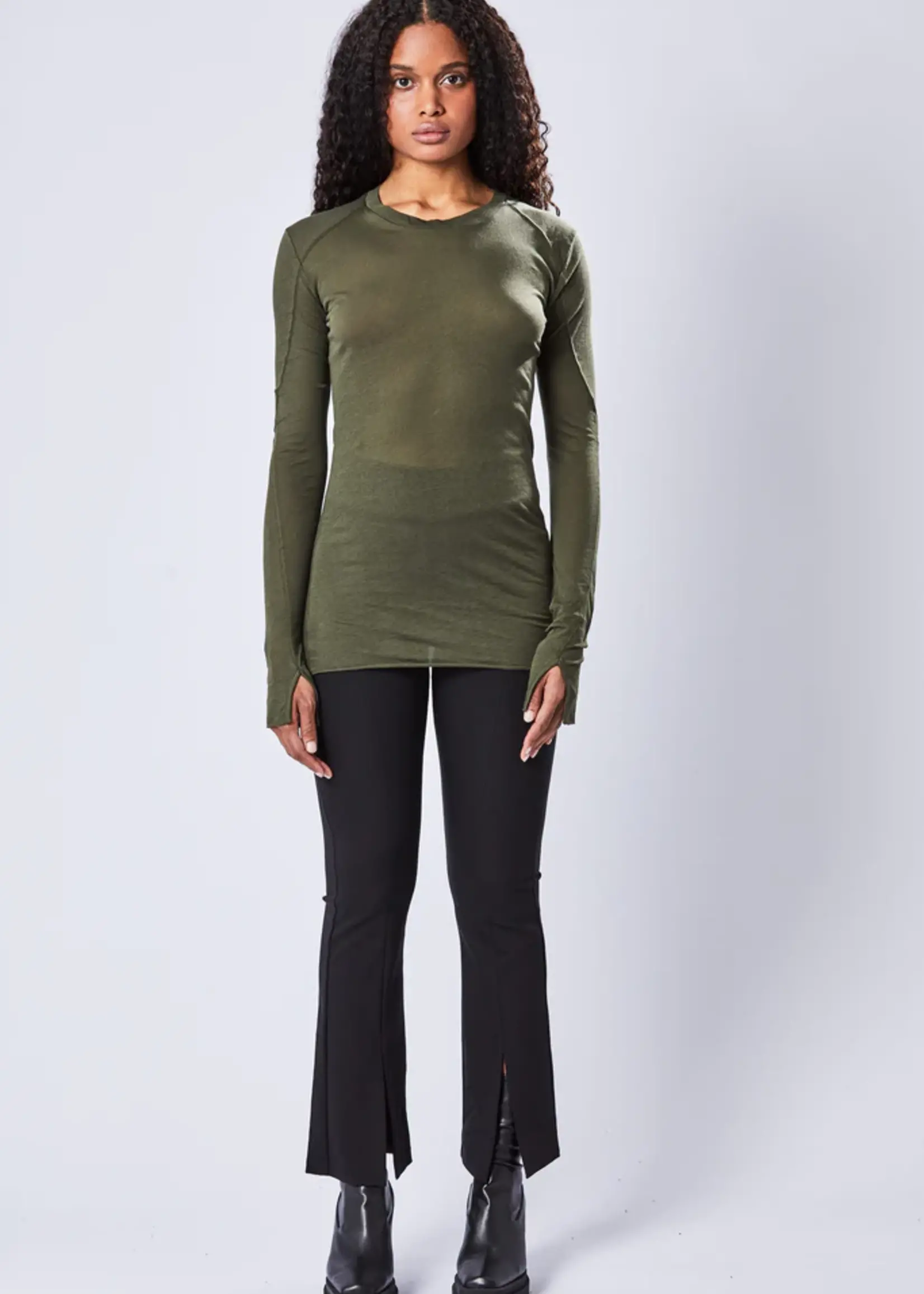 Thom Krom Longsleeve with small slit - Green