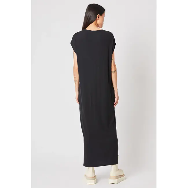 Thom krom V neck dress long 119, black