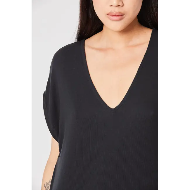 Thom krom V neck dress long 119, black
