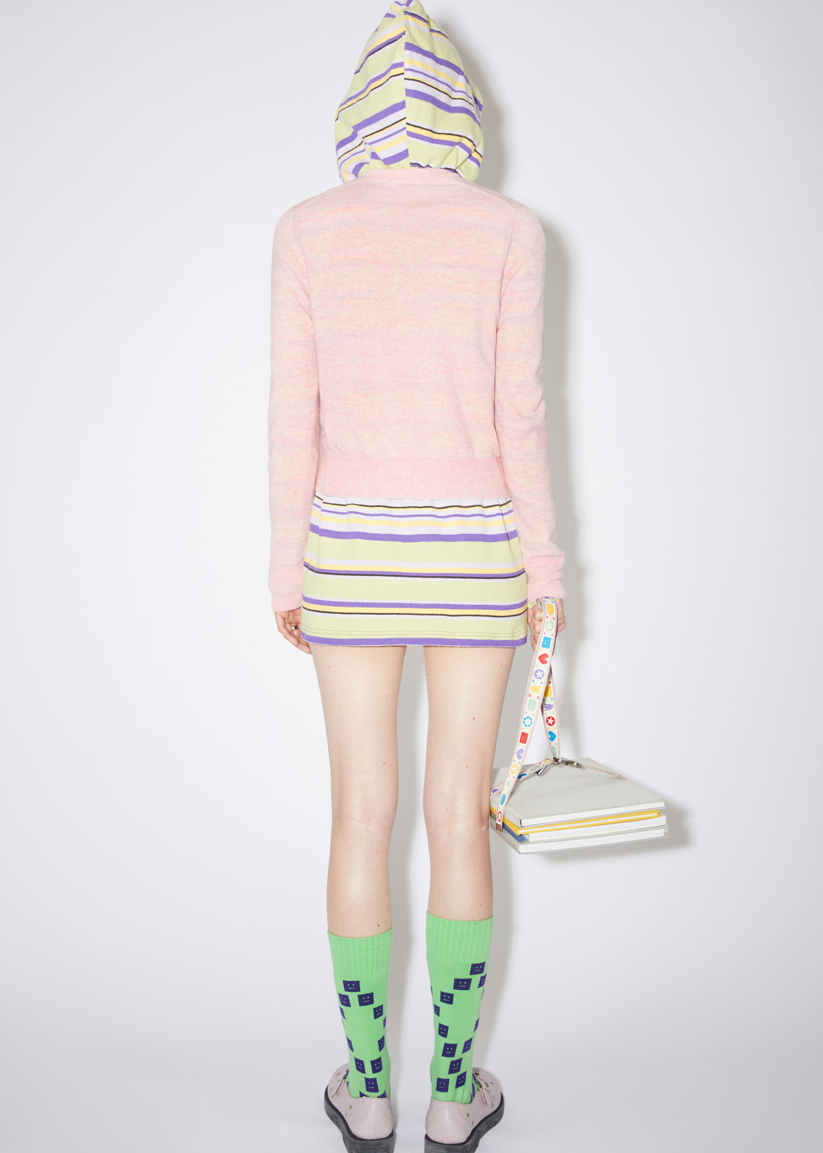 Acne Studios Crewneck cardigan face - Faded pink melange