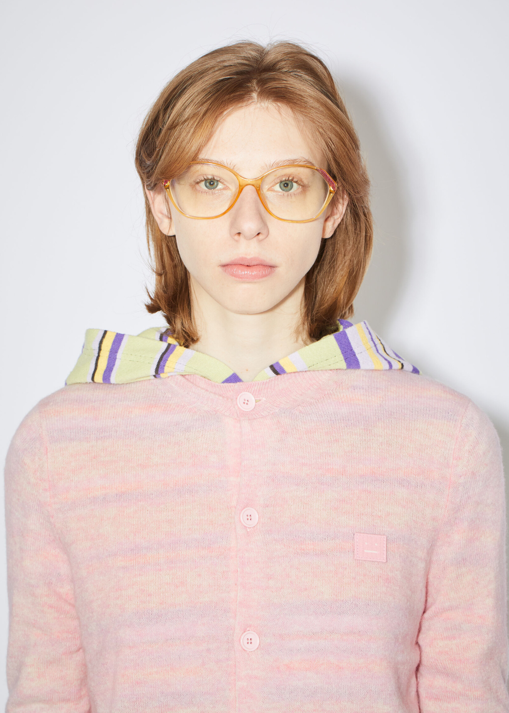 Acne Studios Crewneck cardigan face - Faded pink melange