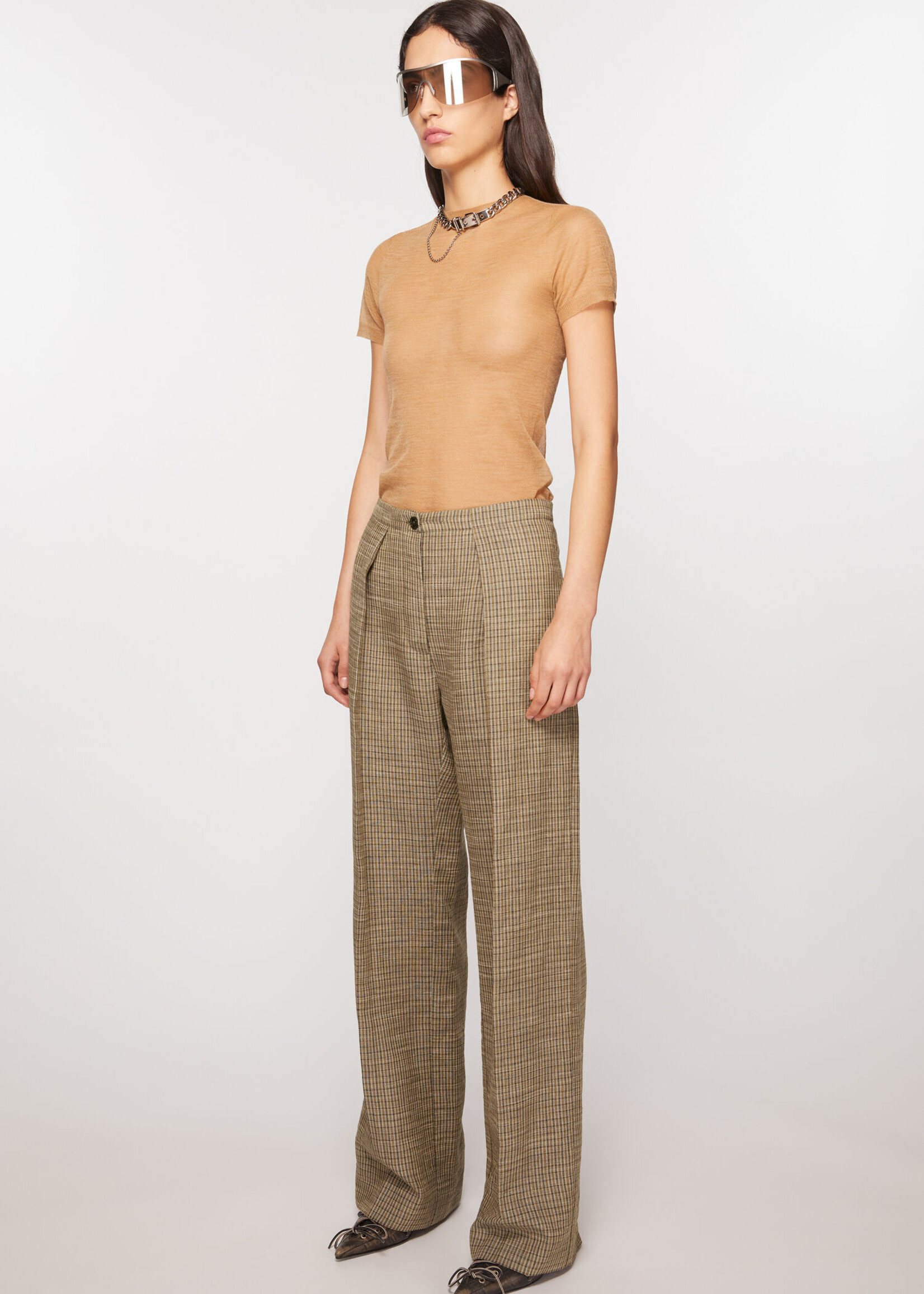 Acne Studios Tailored linen blend suit trousers - Multi brown