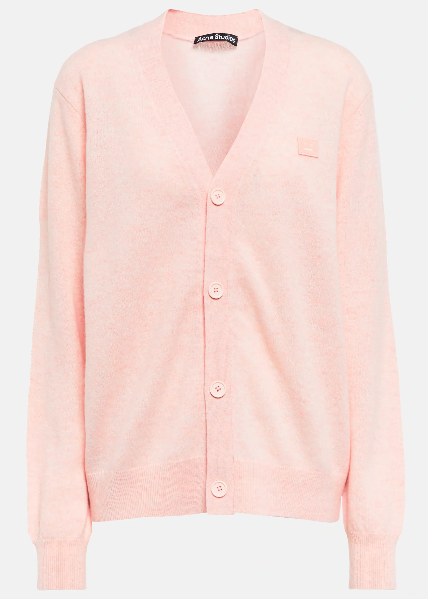 Acne Studios V neck cardigan face - Faded pink melange