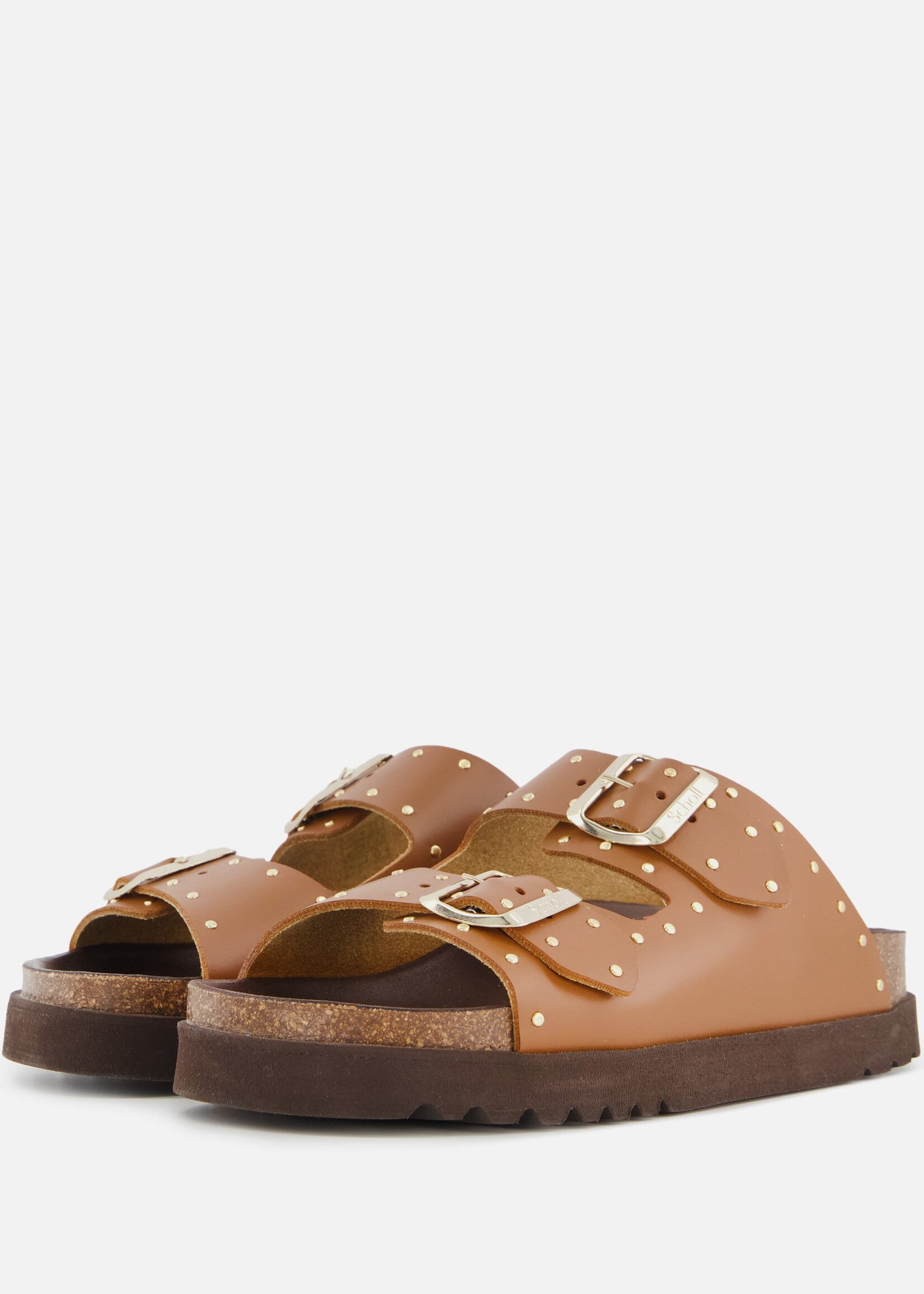 Scholl Iconic Beatriz leather studs - Cognac