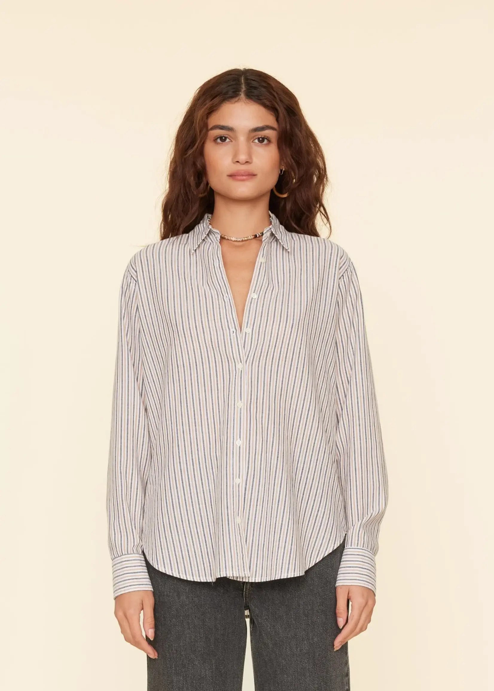 Xirena Beau shirt - Mocha stripe