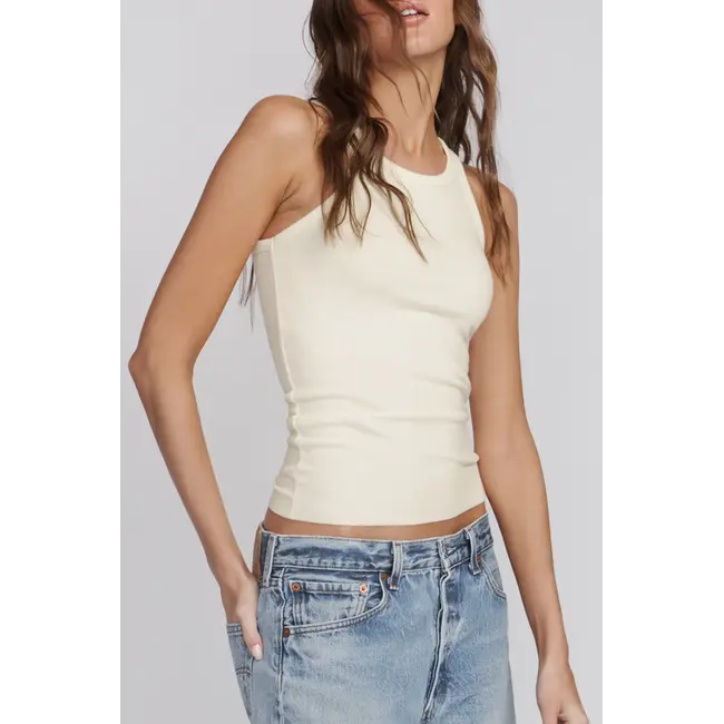 ÉTERNE High neck fitted tank - Cream