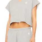 ÉTERNE Eterne terry raglan cutoff top,heathergrey