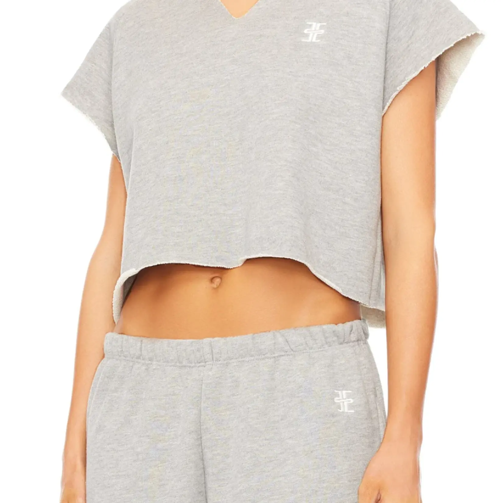 ÉTERNE Eterne terry raglan cutoff top,heathergrey