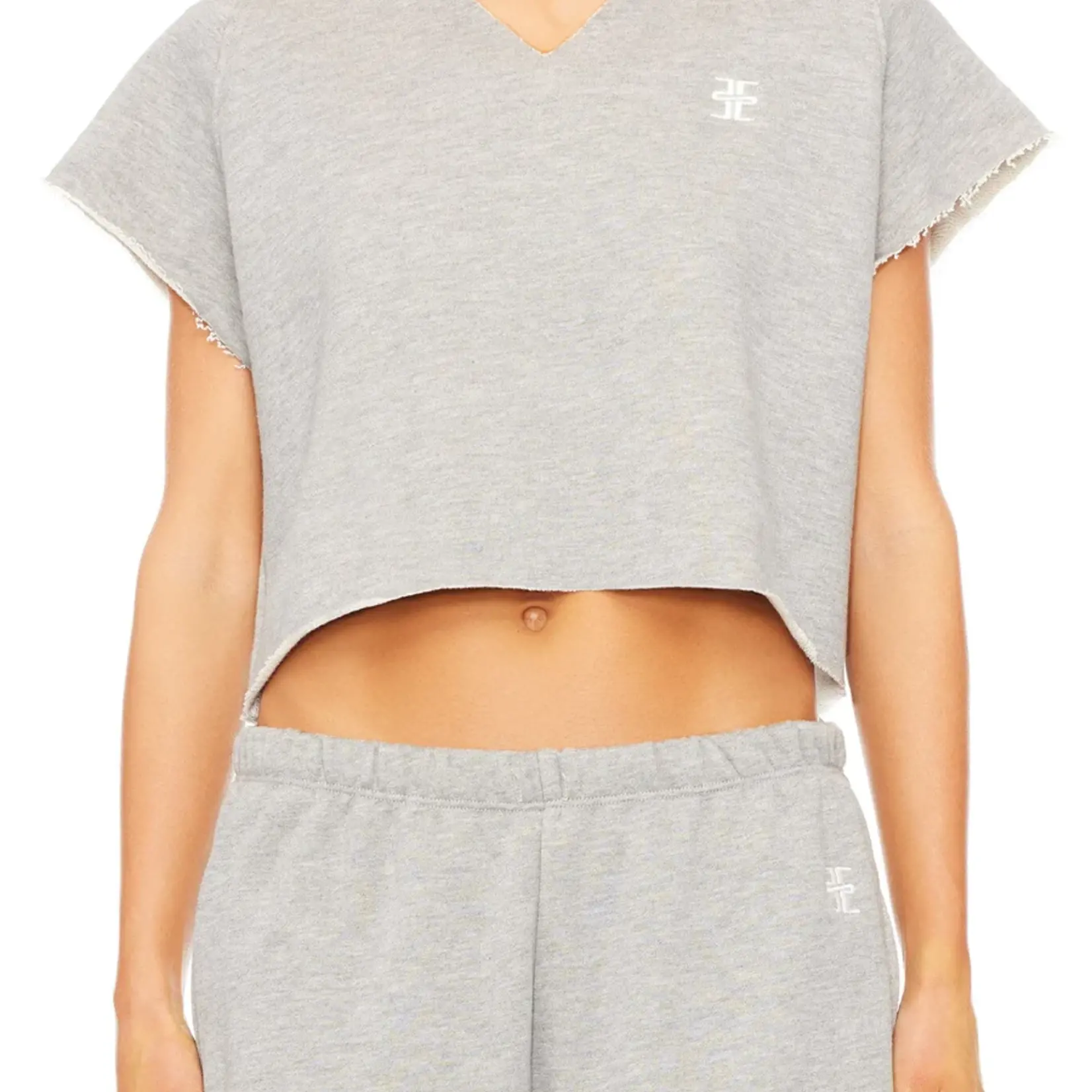 ÉTERNE Eterne terry raglan cutoff top,heathergrey