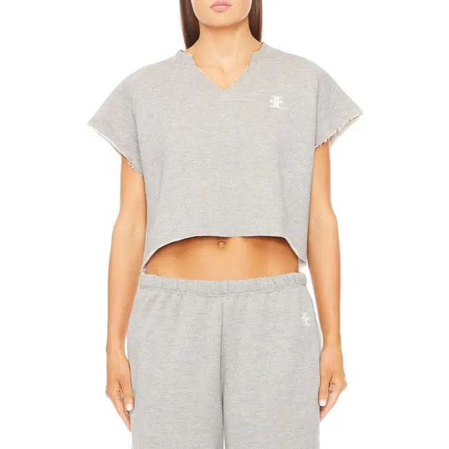 Eterne terry raglan cutoff top,heathergrey