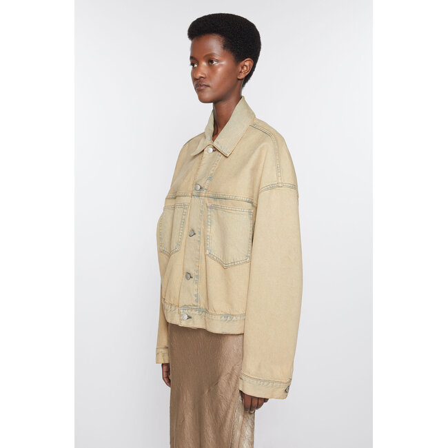 Denim Jacket - Oversized Cropped Fit | Light Sand