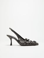 ACNE STUDIOS Leather Heel Slingbacks | Black & White