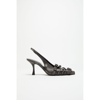 ACNE STUDIOS Leather Heel Slingbacks | Black & White