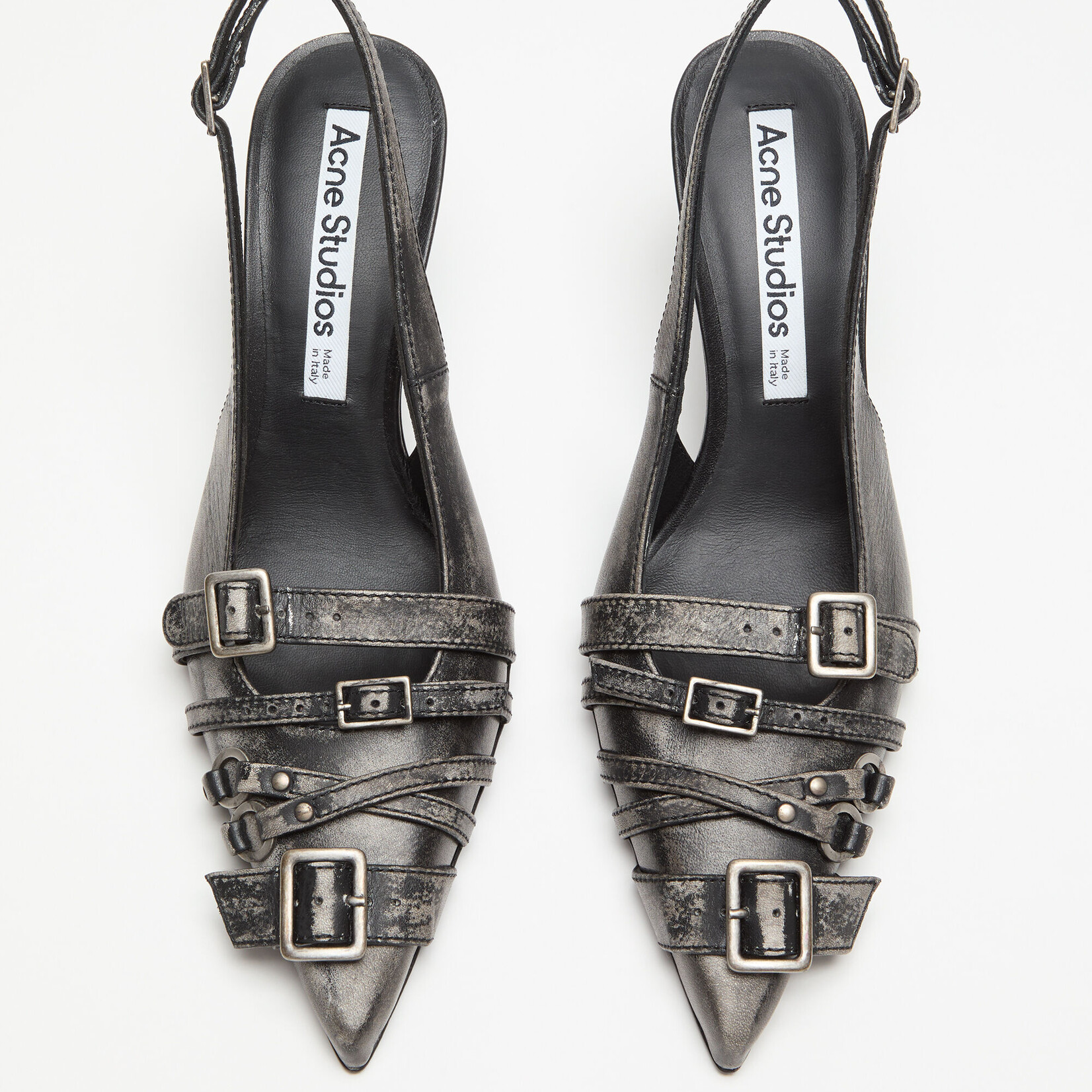 ACNE STUDIOS Leather Heel Slingbacks | Black & White