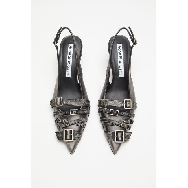 ACNE STUDIOS Leather Heel Slingbacks | Black & White