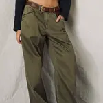 DENIMIST Teri Wideleg Twill Work Pant | Olive Green