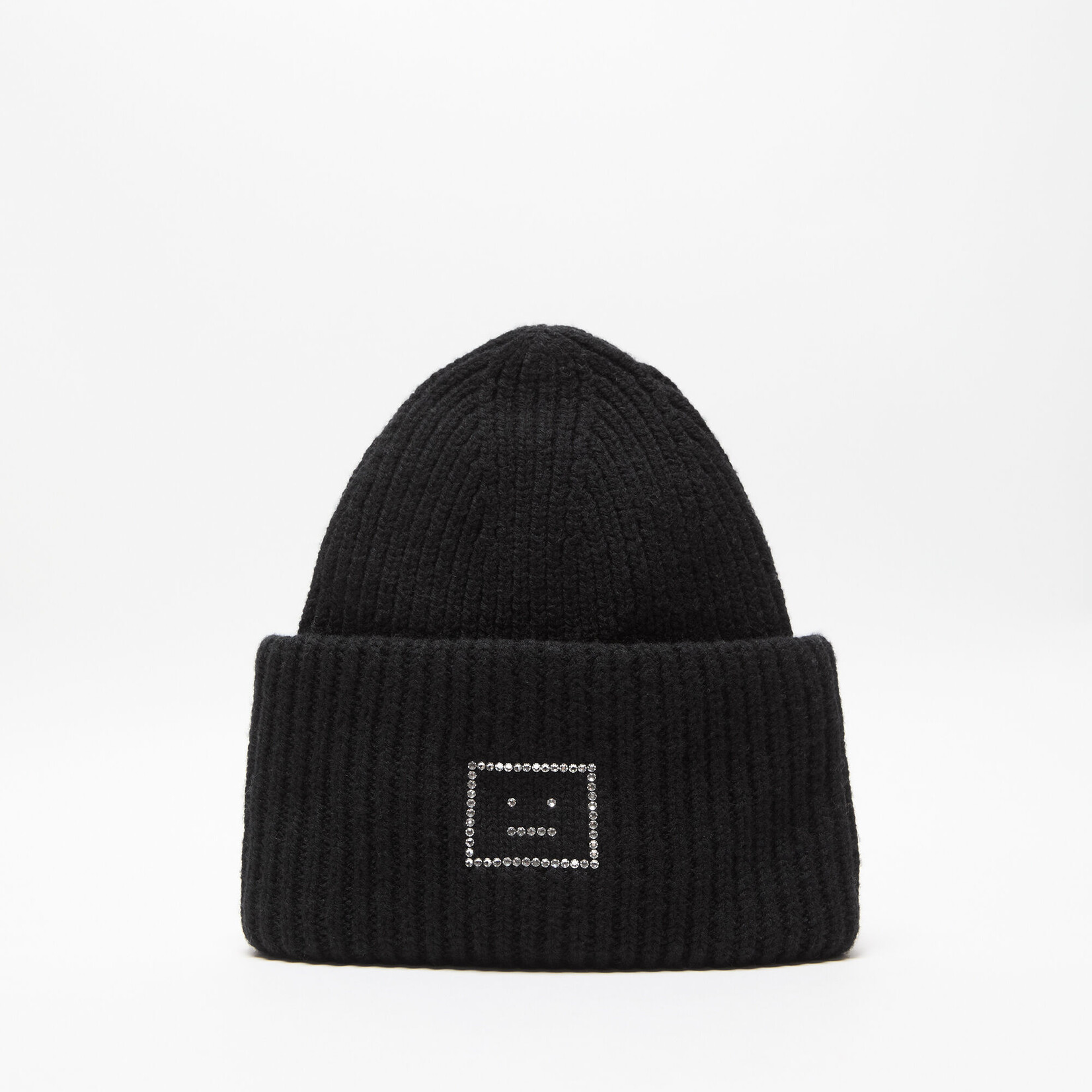 ACNE STUDIOS Embellished Face Logo Beanie | Black