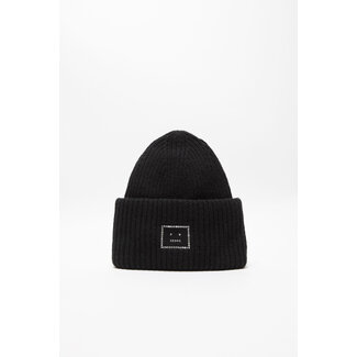 ACNE STUDIOS Embellished Face Logo Beanie | Black
