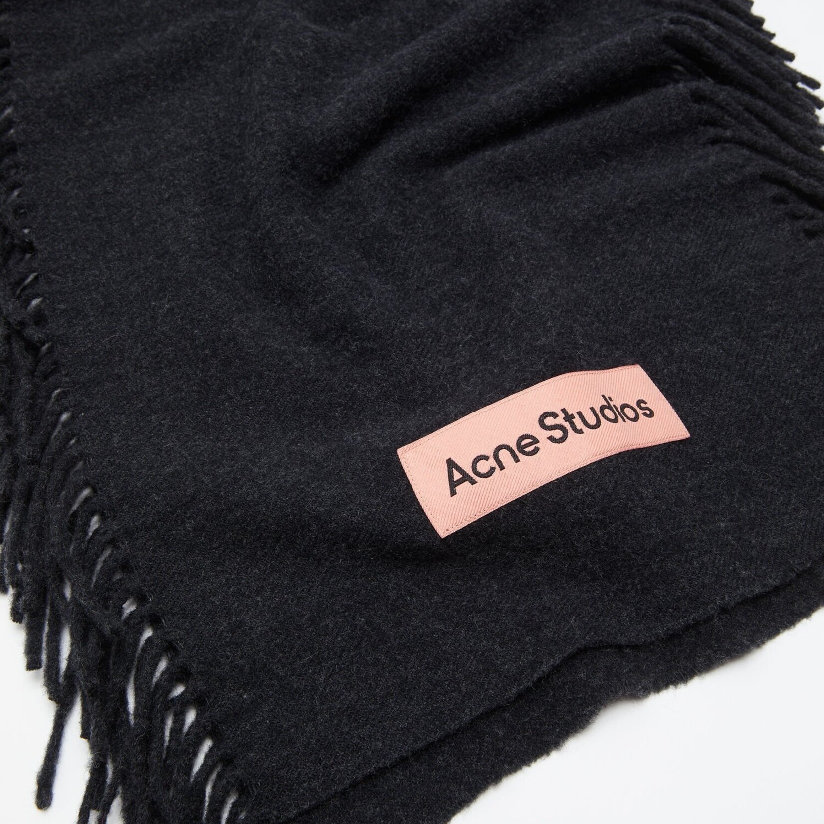 ACNE STUDIOS Fringe Wool Scarf | Black Melange