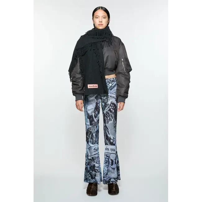 ACNE STUDIOS Fringe Wool Scarf | Black Melange