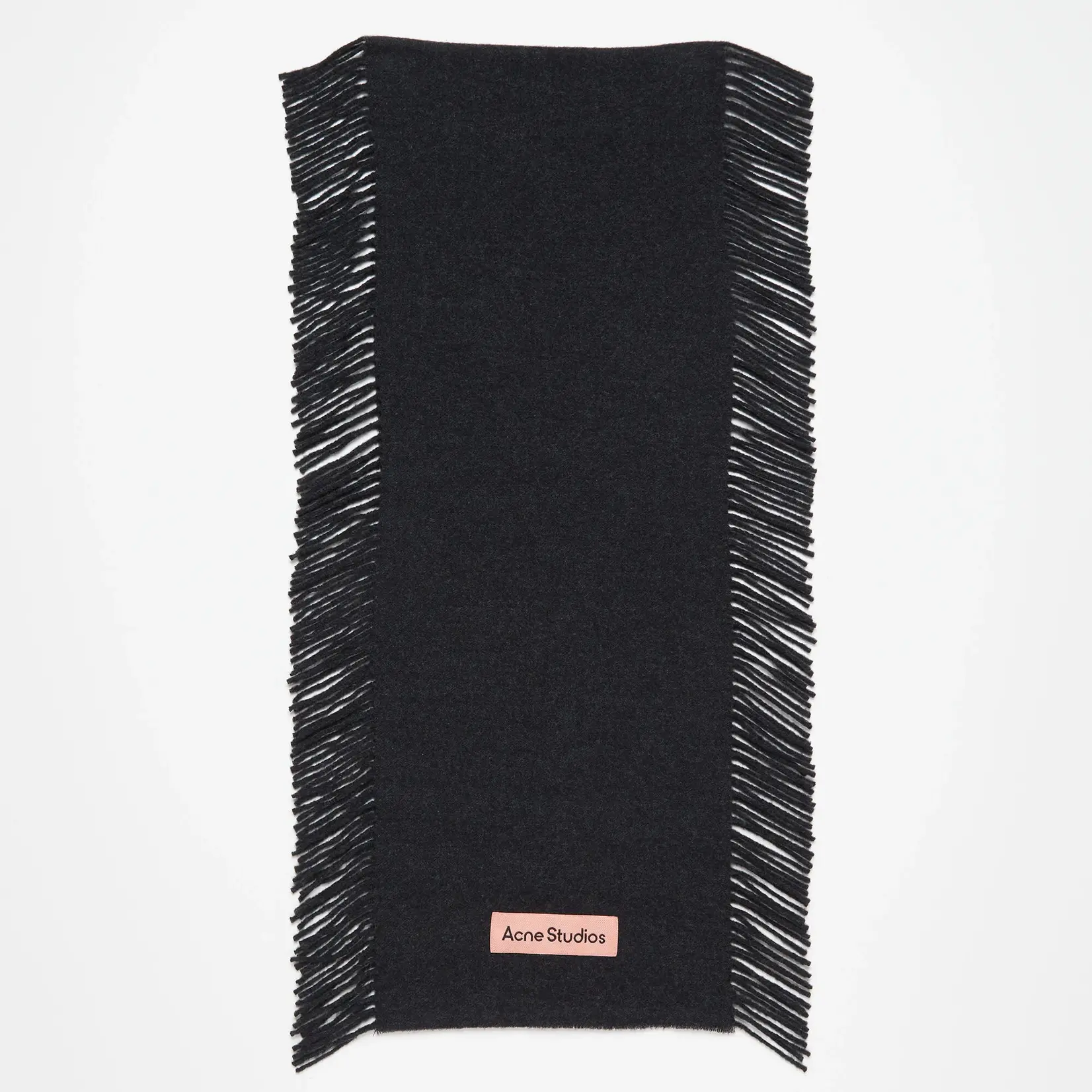 ACNE STUDIOS Fringe Wool Scarf | Black Melange