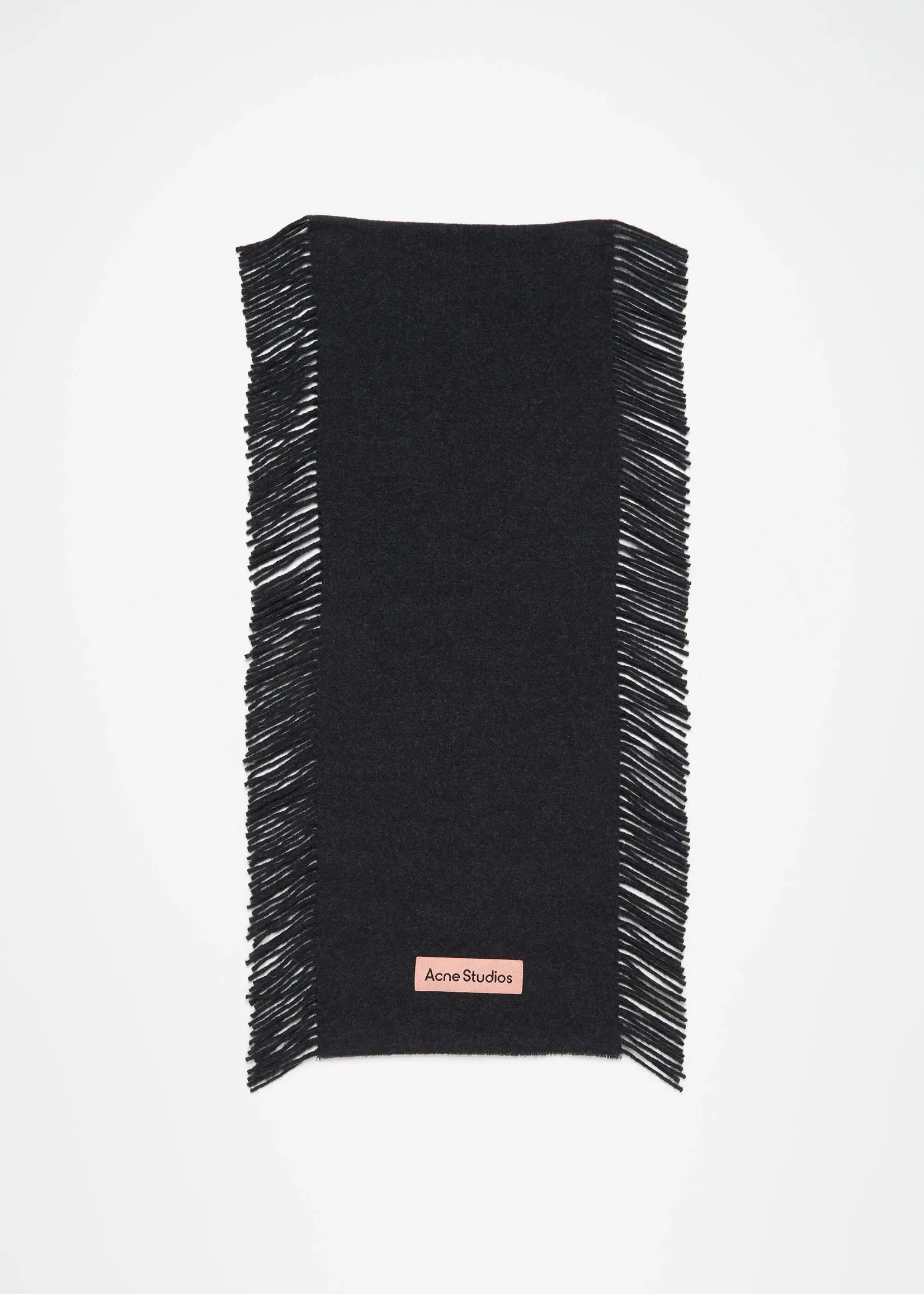 ACNE STUDIOS Fringe Wool Scarf | Black Melange
