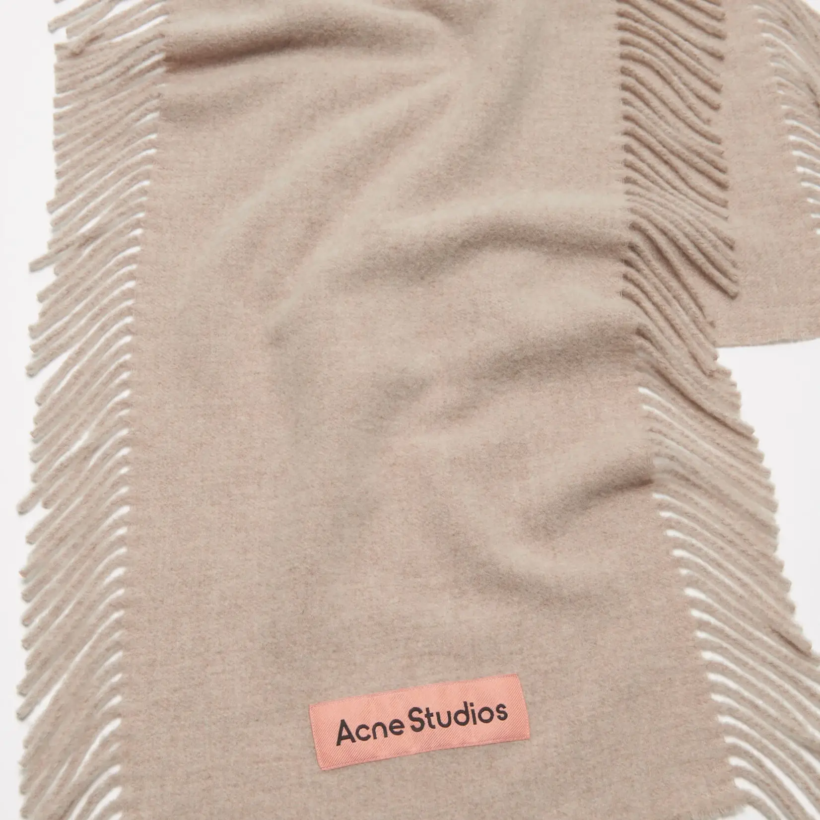 ACNE STUDIOS Fringe Wool Scarf | Oatmeal Melange