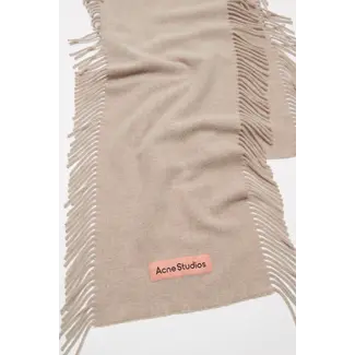ACNE STUDIOS Fringe Wool Scarf | Oatmeal Melange