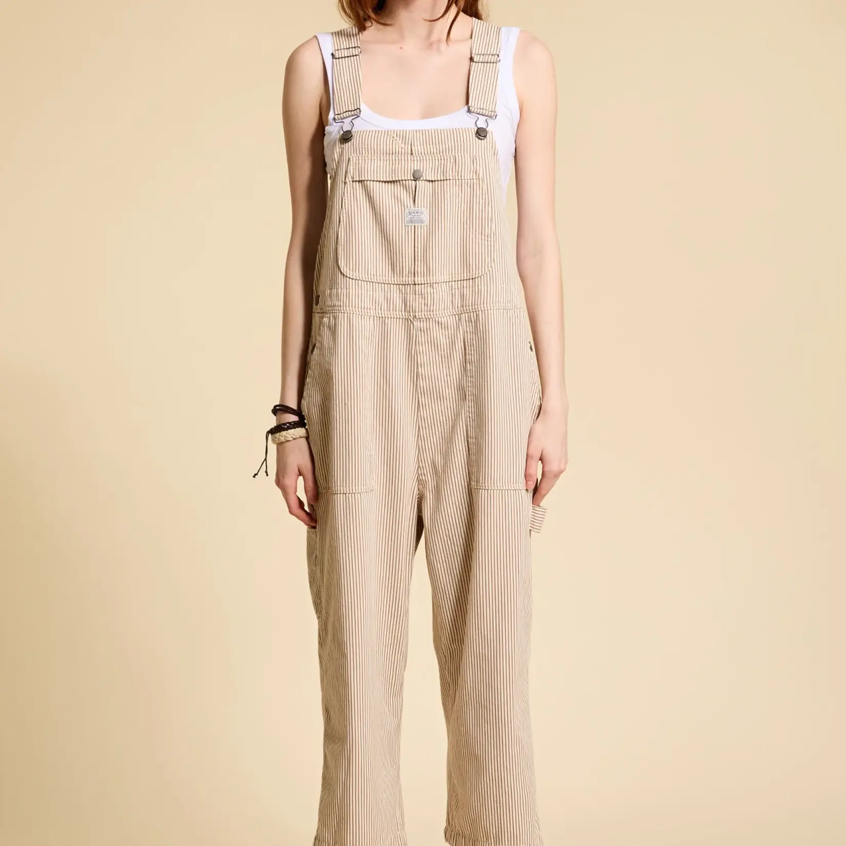 DENIMIST Relaxed Overall | Brown Railroad Stripe