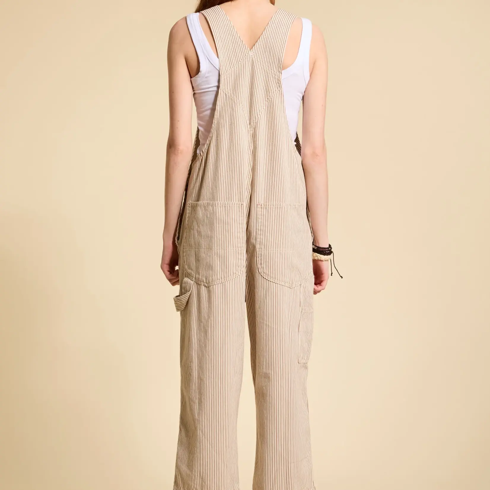 DENIMIST Relaxed Overall | Brown Railroad Stripe