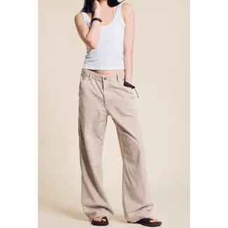 DENIMIST Teri Wide Leg Carpenter Pant | Brown Railroad Stripe