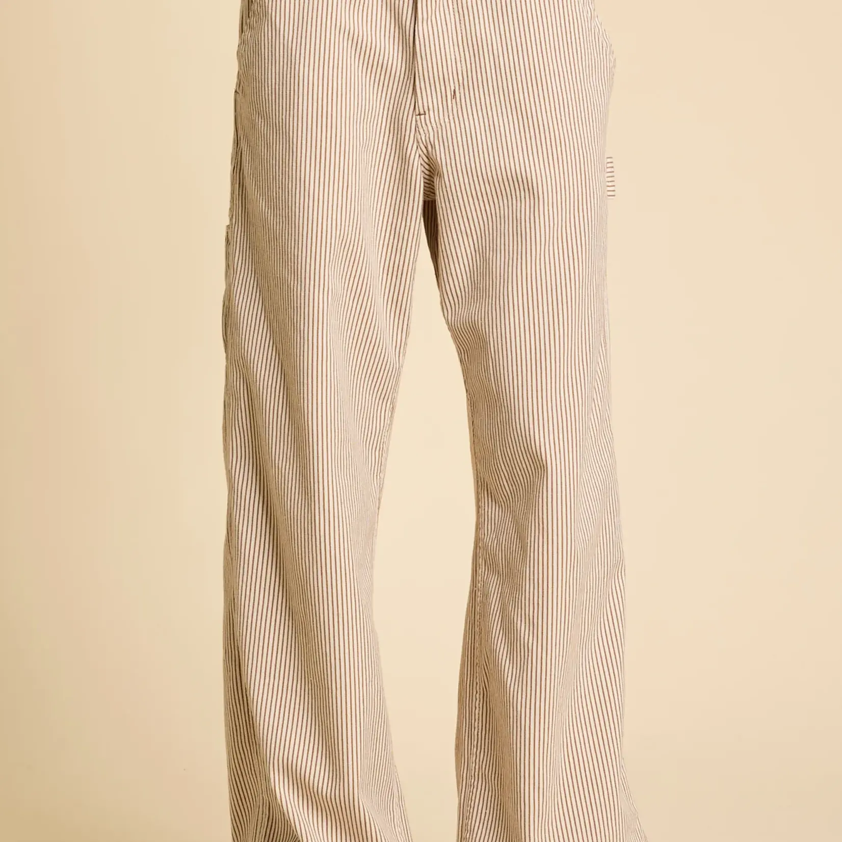 DENIMIST Teri Wide Leg Carpenter Pant | Brown Railroad Stripe