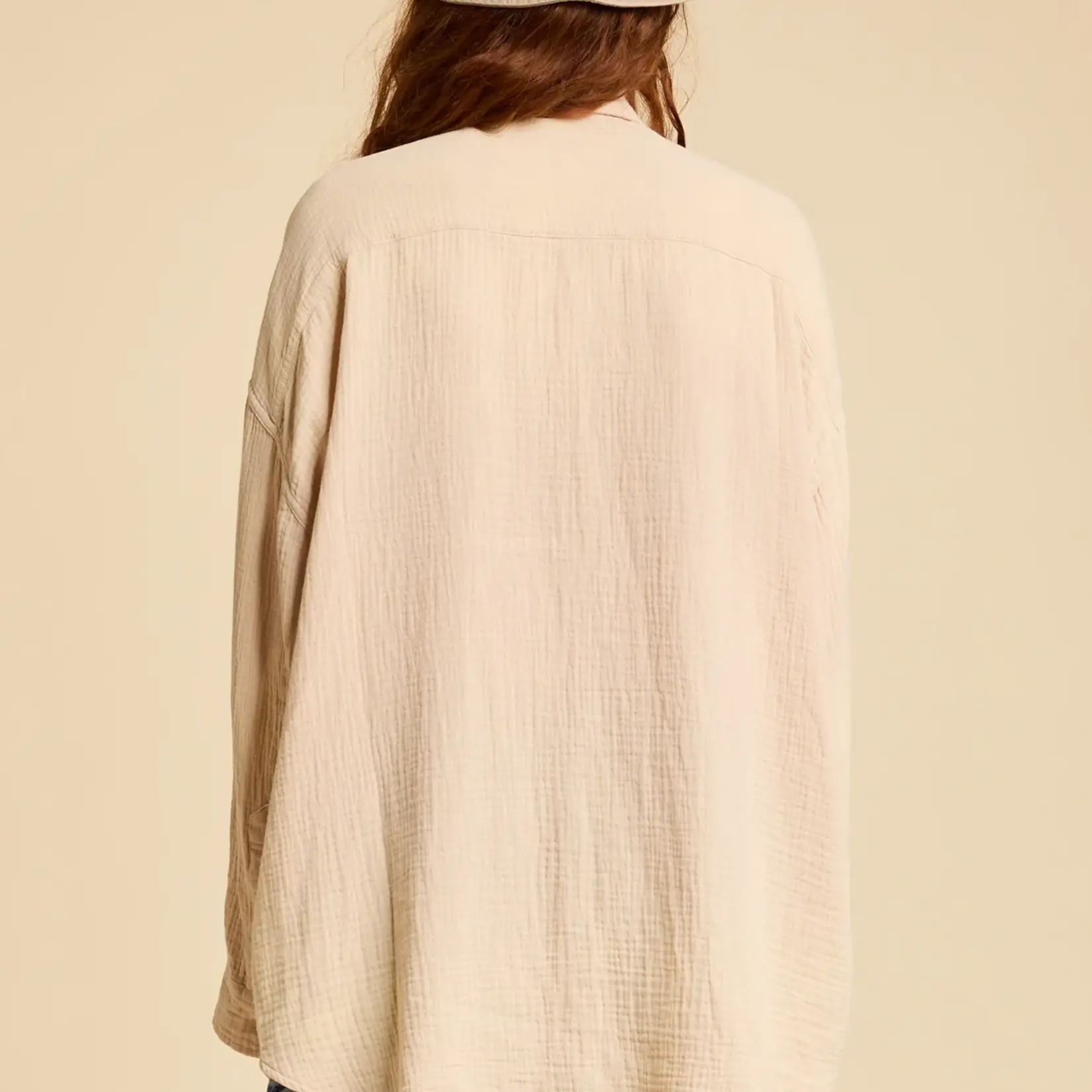 DENIMIST Utility Shirt | Light Sand Gauze