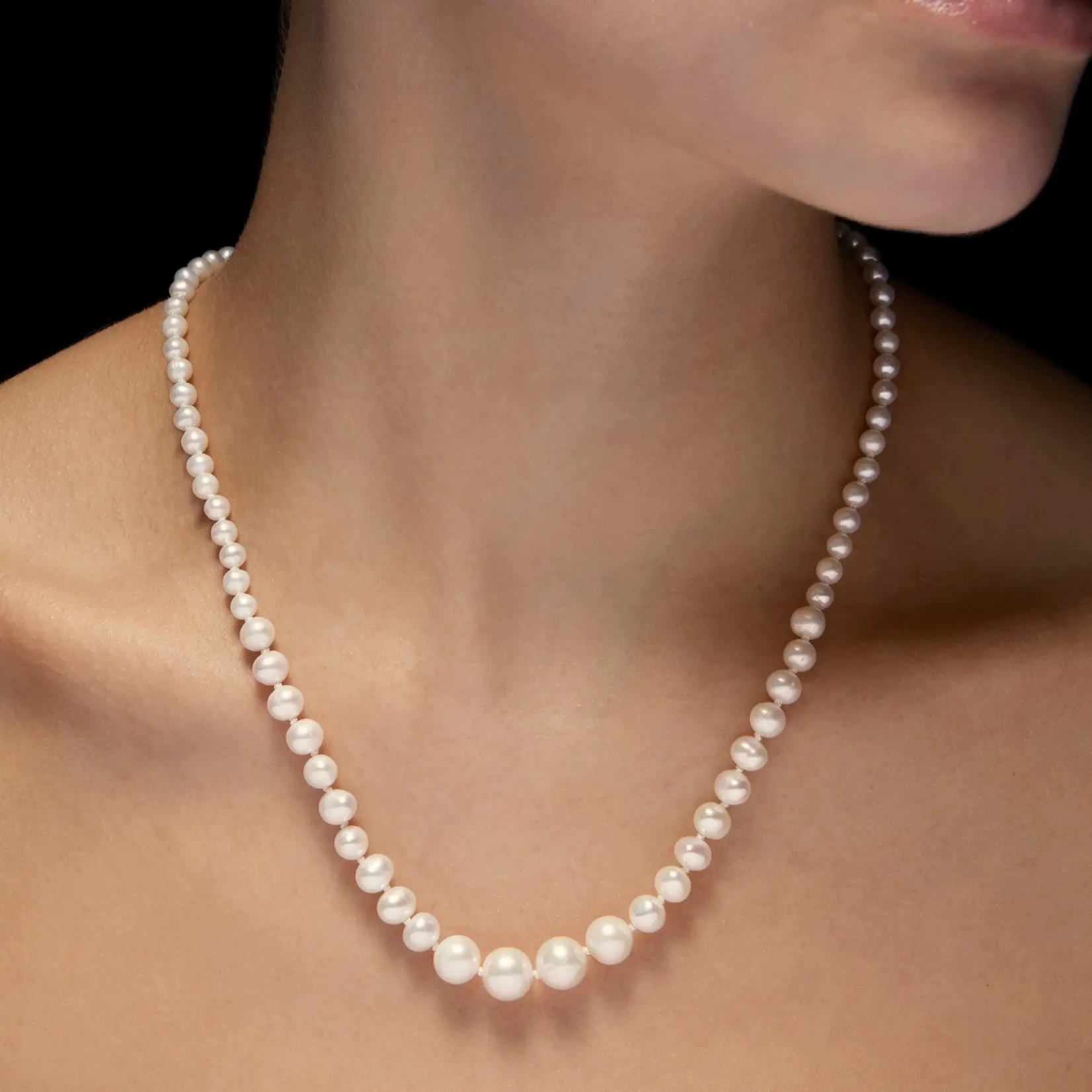 Maria Nilsdotter Graded Pearl Necklace | Silver | Freshwater Pearls