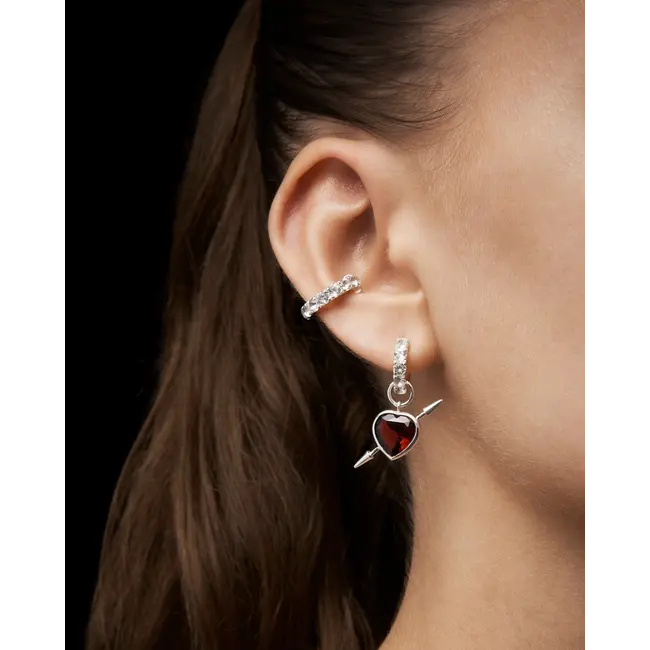 Rebel Love Earring | Silver | Red Garnet