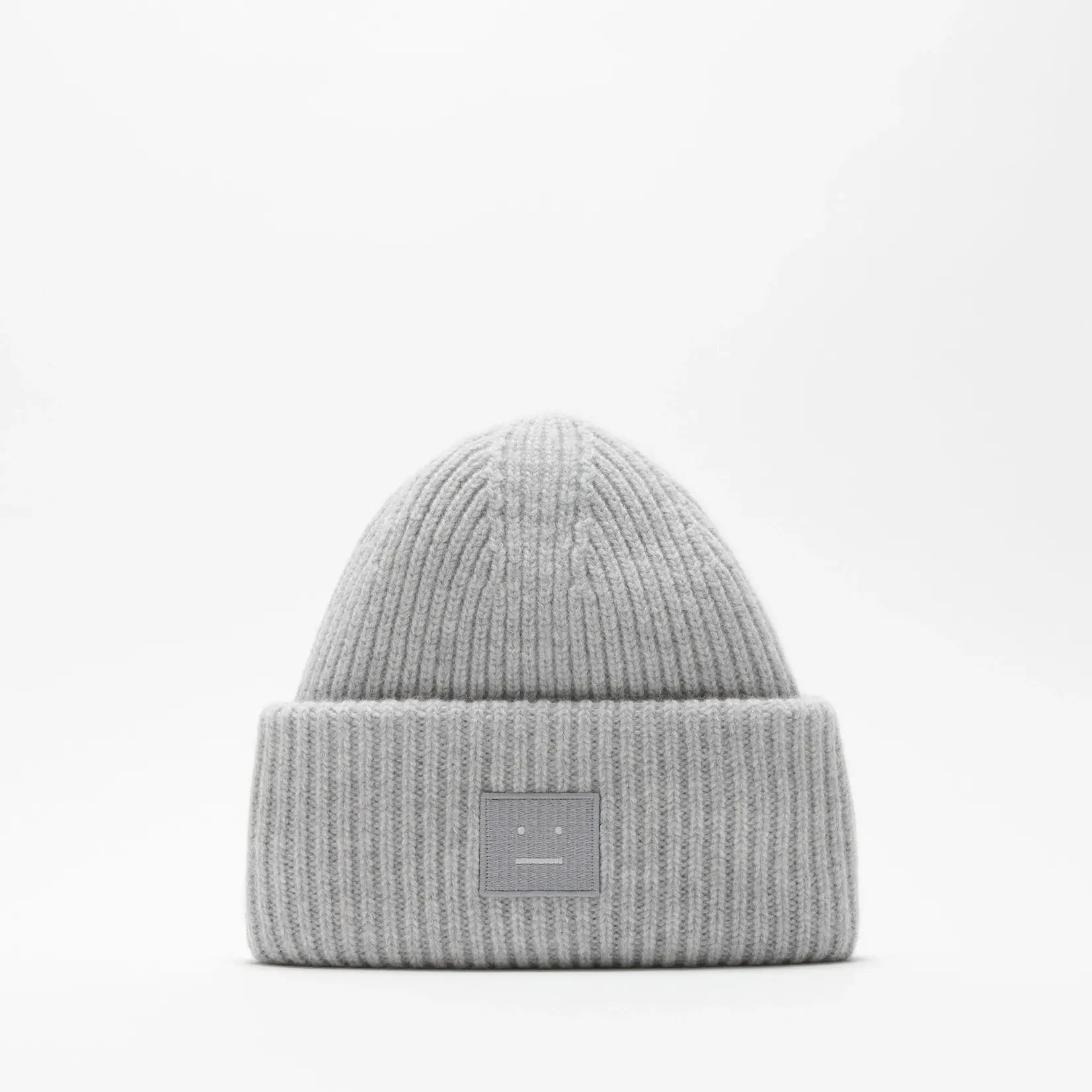 ACNE STUDIOS Large Face Logo Beanie | Light Grey Melange