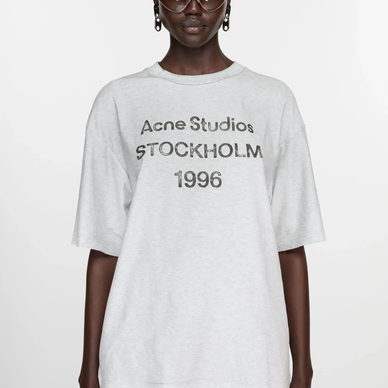 ACNE STUDIOS Logo T-Shirt - Relaxed Unisex Fit | Pale Grey Melange