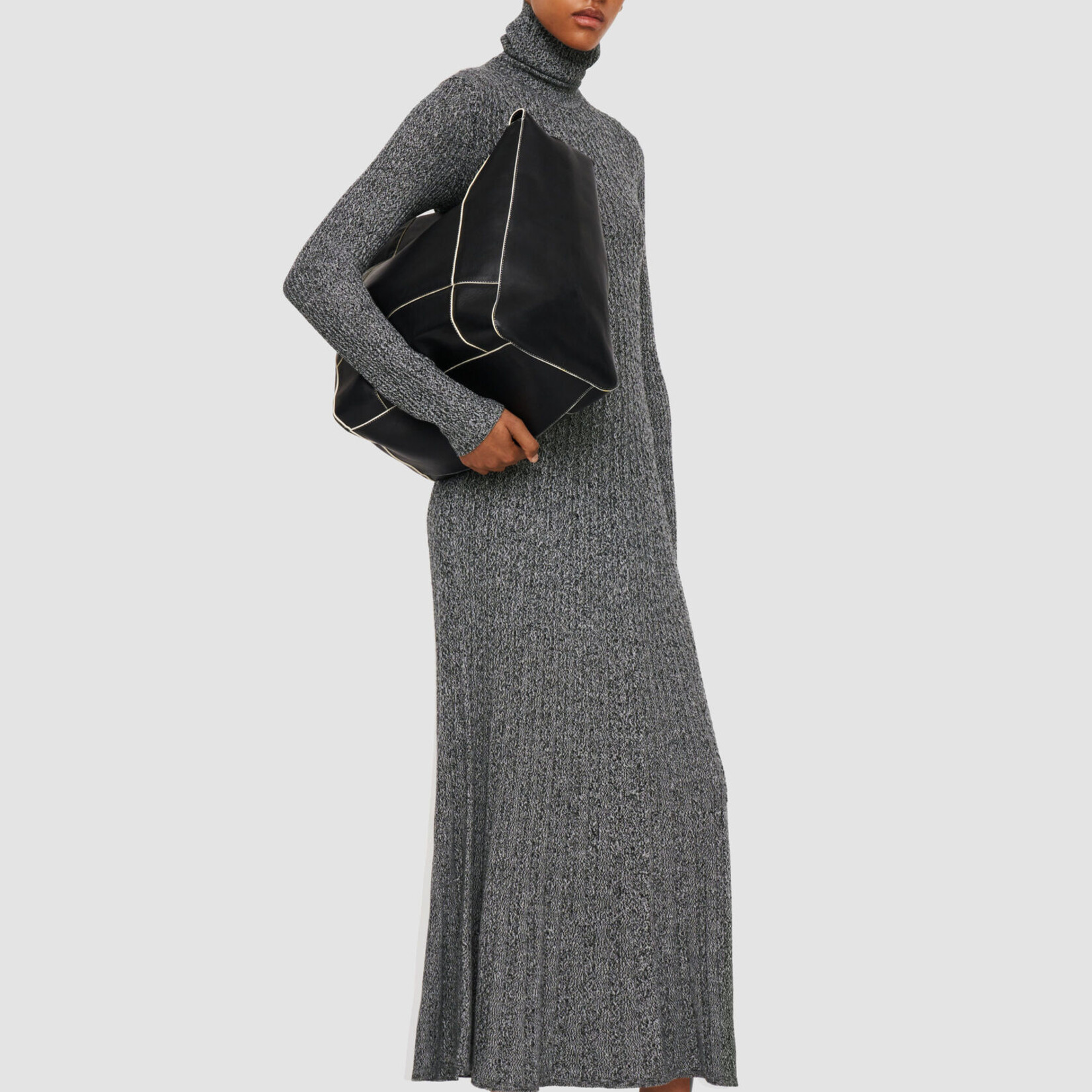 JOSEPH Ribbed Cable Knit Dress | Ivory Black S