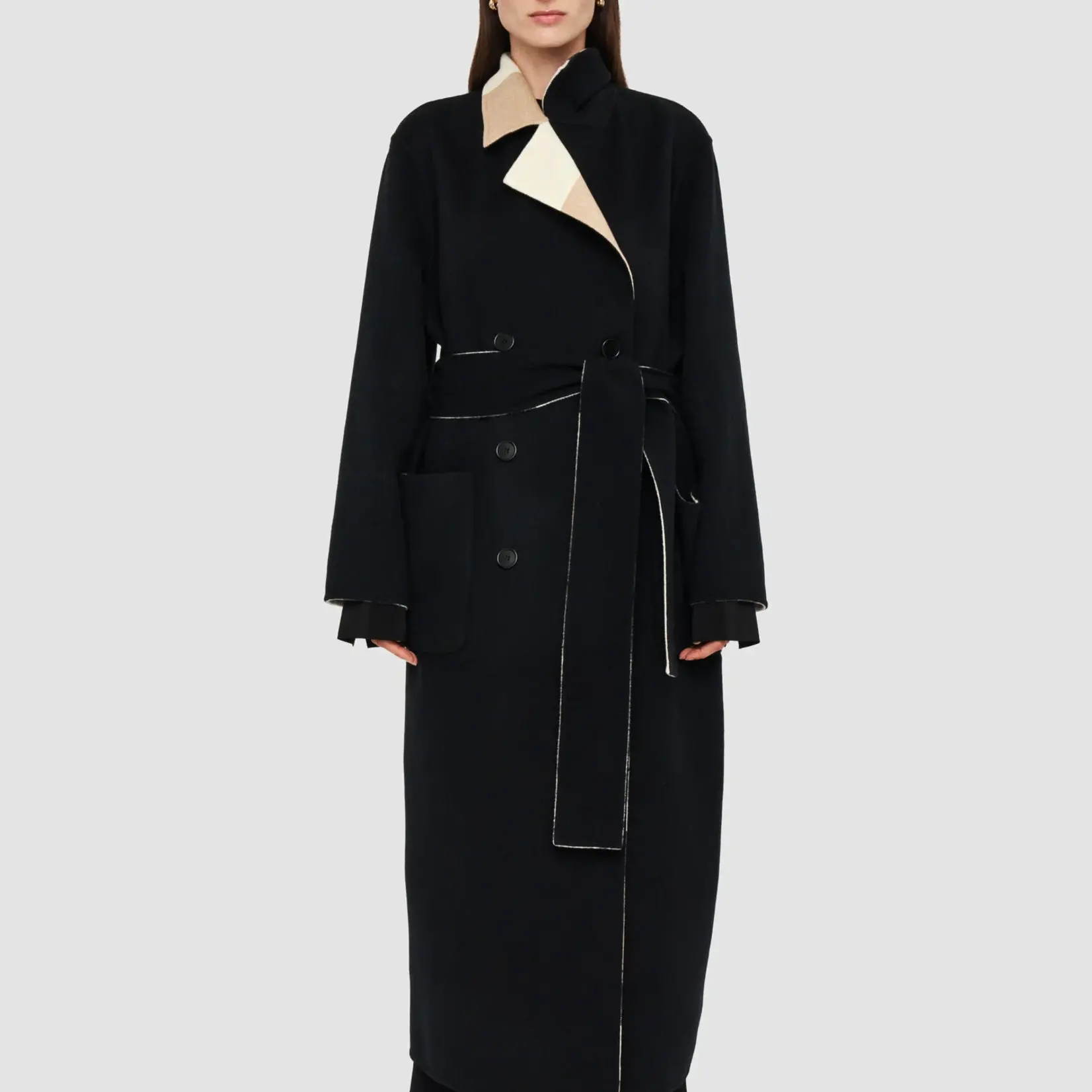JOSEPH Merton Reversible Check Wool Coat | Blusher Combo
